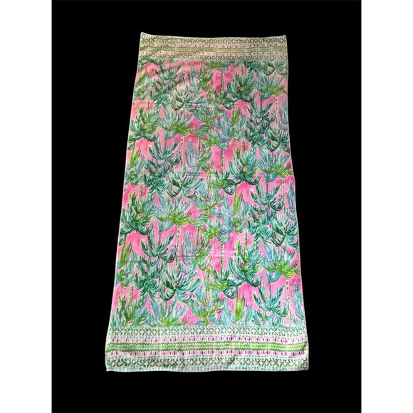 Preppy Palm Beach Oversized Pool/Beach Towel Suite View Pink Green Palm Tree - Picture 4 of 8